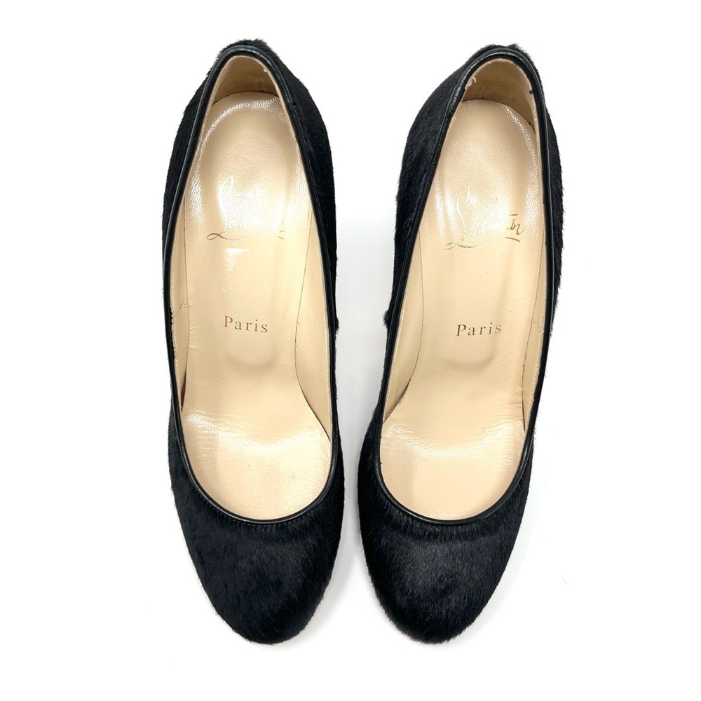 NEW Christian Louboutin Fifi Pony Hair High Heels Shoes Pumps Black Simple 37 7 - Picture 3 of 11
